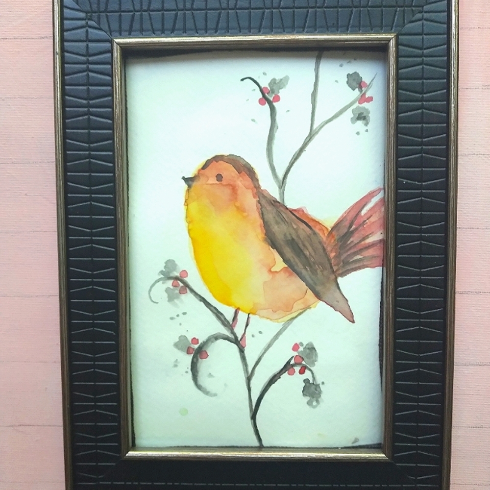 Yellow and Brown Bird Art Painting